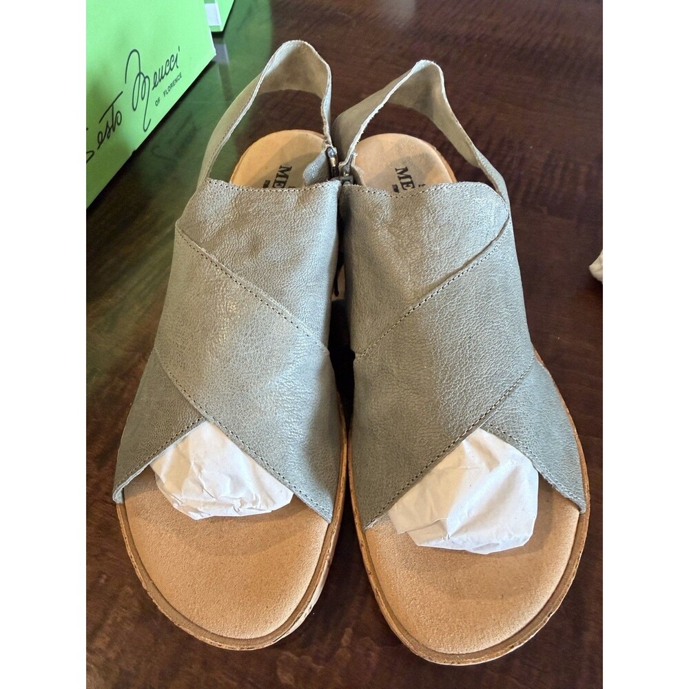 Sesto Meucci Sylvie Women’s Sandals 9.5 M Sage Green Leather Cork Italy NIB